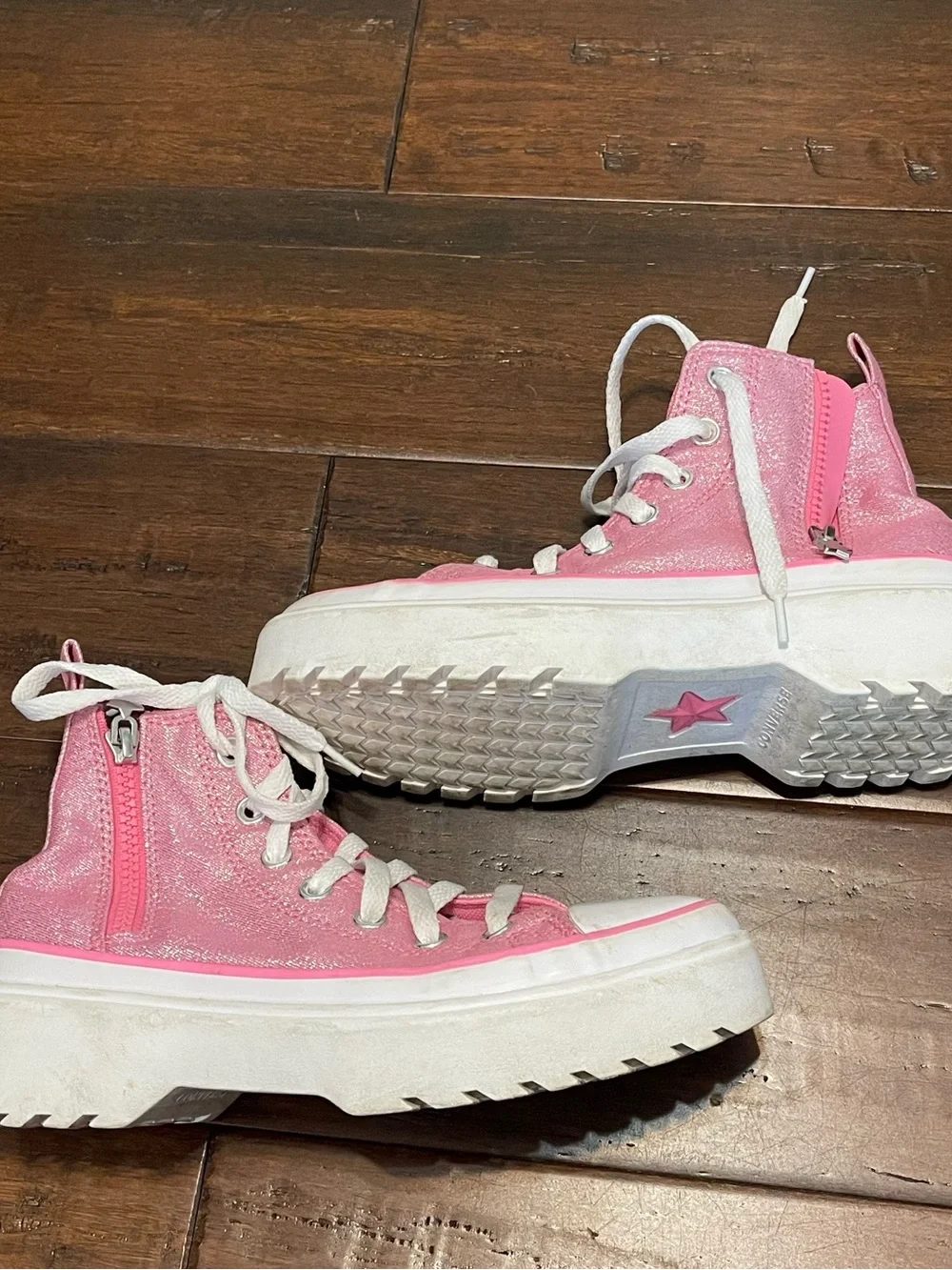 Converse Pink Glitter Platform High Tops